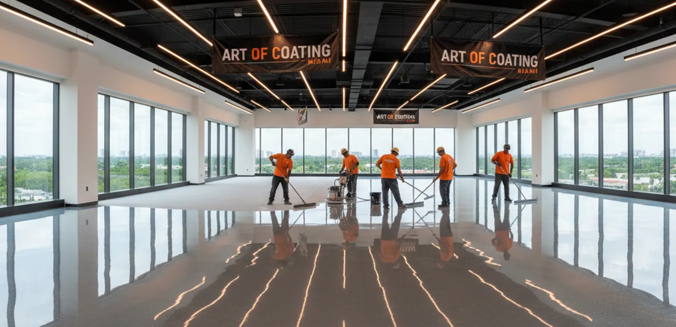 Professional epoxy floor coating in Miami commercial facility